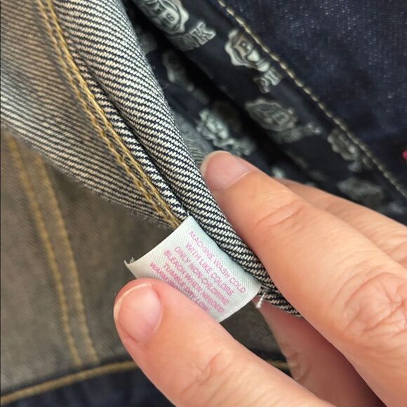 PINK vintage Victoria's Secret Dark Blue Jean Jacket Women medium fall denim EUC - Picture 9 of 11